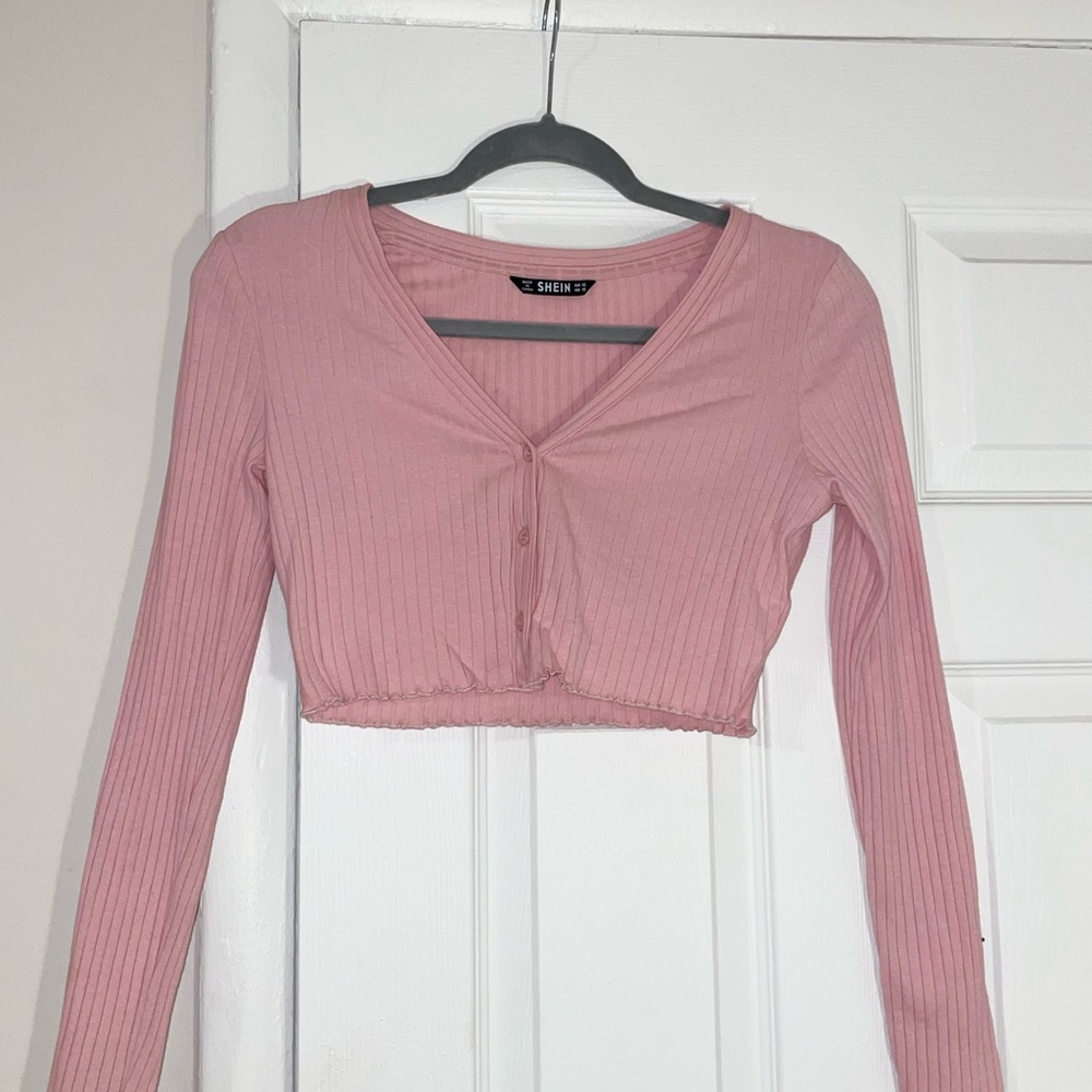 Pink Long Sleeve Crop